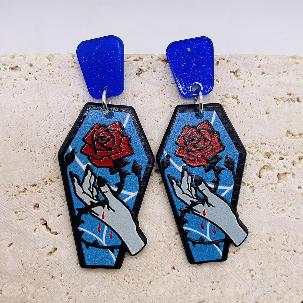 Wholesale Graffiti Coffin Acrylic Earrings